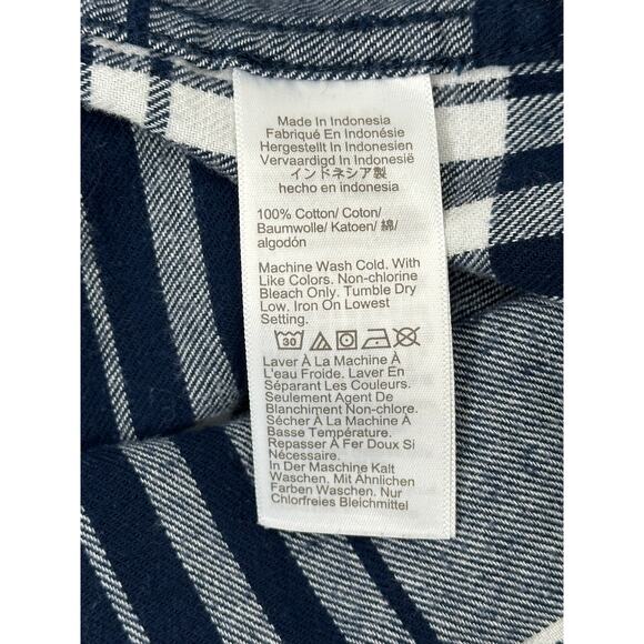 J. Crew Button Up Shirt Plaid Blue White Long Sleeve Casual Gorpcore Size L - Picture 6 of 9